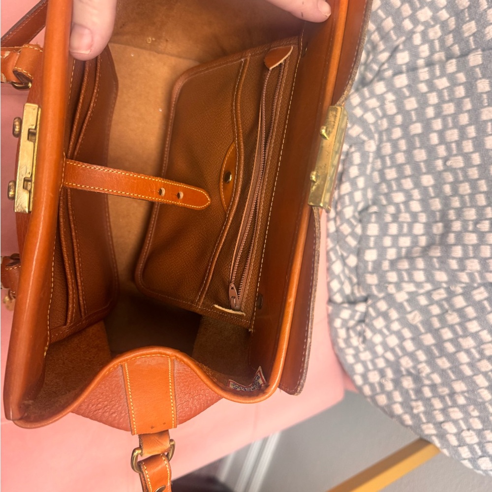 Dooney & Bourke Pebble Leather Satchel in Cognac Brown with Gold Hardware - Picture 5 of 17